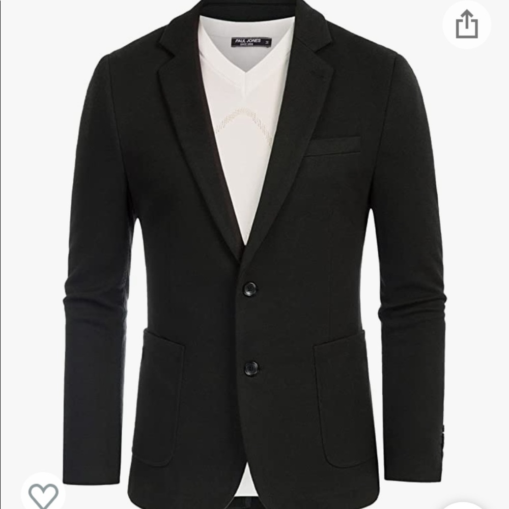 Pjs paul johns mens casual knit blazer suit jacket 2 button
